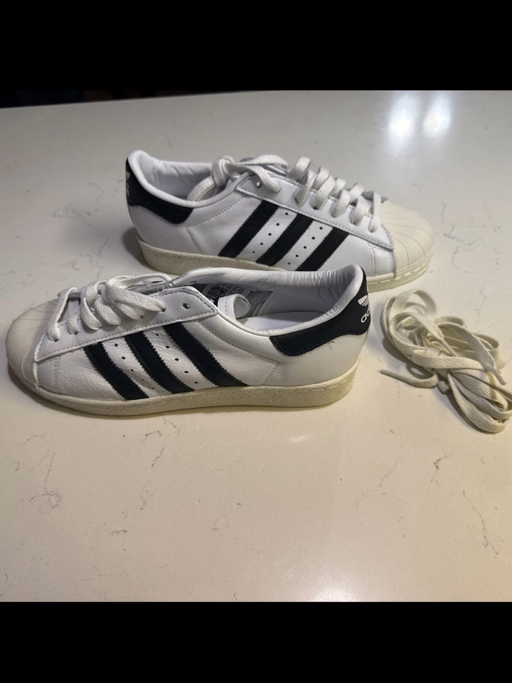 adidas Originals Superstar 82 White Black Leather Sneakers Size 7.5M / 8.5W